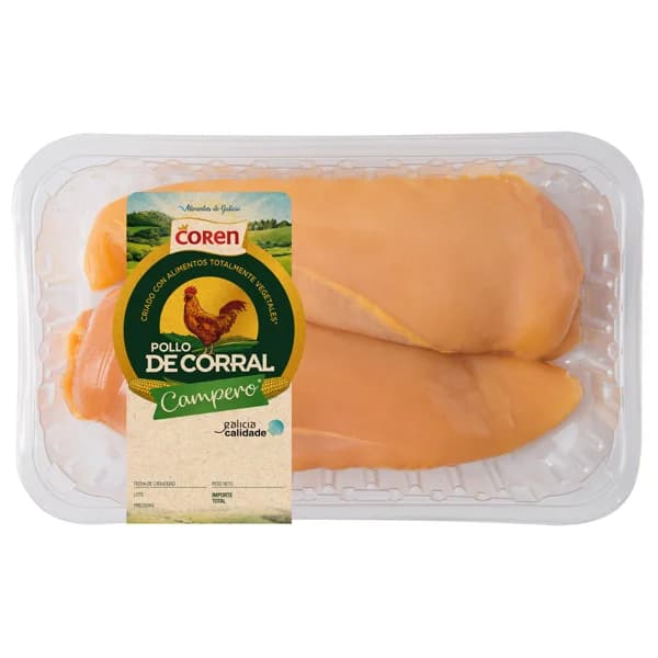 COREN Pechuga de pollo de corral (campero), sin hueso y sin piel Bandeja - 1 ud - Imagen del producto en Findit