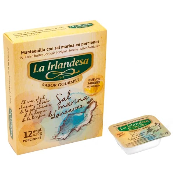 LA IRLANDESA Sabor gourmet Pastillas individuales de mantequilla pura de Irlanda con sal marina de Lanzarote 12 x 10 g - 0.12 kg - Imagen del producto en Findit