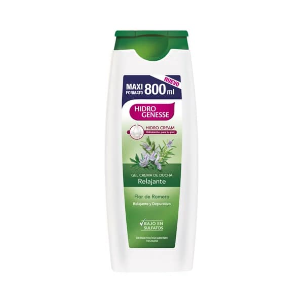HIDRO GENESSE Gel de baño o ducha relajante y depurativo, sin parabenes y con flor de romero 800 ml. - 0.8 l - Imagen del producto en Findit