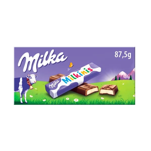 MILKA Milkinis Barritas de chocolate con relleno de crema de leche 8 uds. 87,5 g. - 0.09 kg - Imagen del producto en Findit