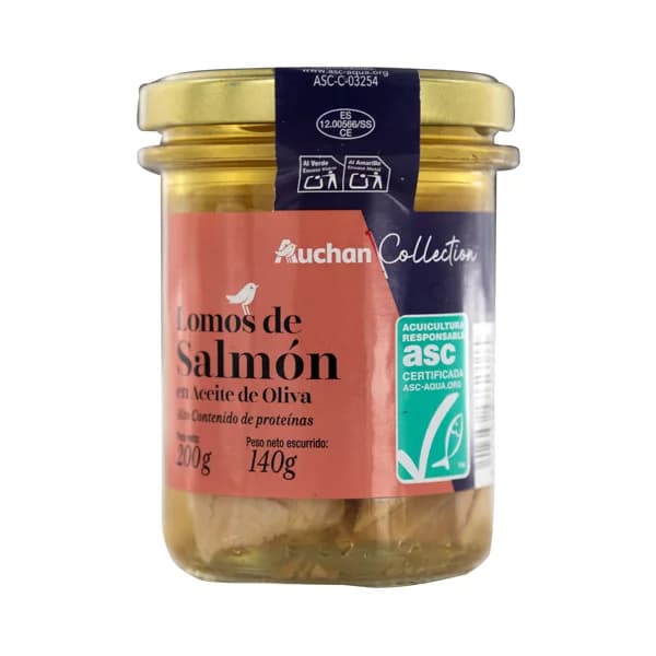 PRODUCTO ALCAMPO Collection Lomos de salmón ASC en aceite de oliva tarrro 140 g, - 0.14 kg - Imagen del producto en Findit