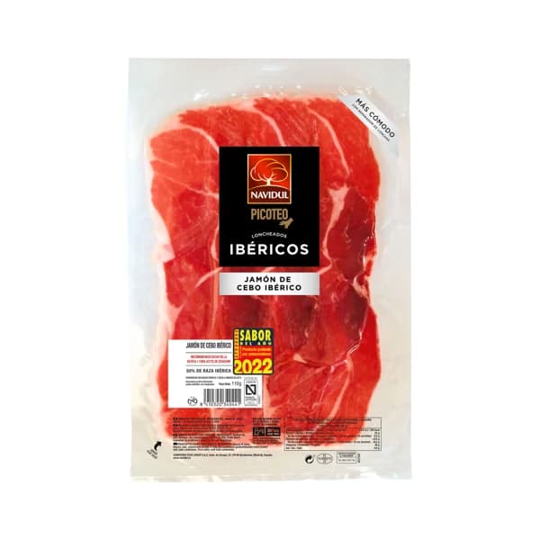 NAVIDUL Jamón de cebo ibérico (50% raza ibérica) cortado en lonchas con separador NAVIDUL 110 g. - 0.11 kg - Imagen del producto en Findit