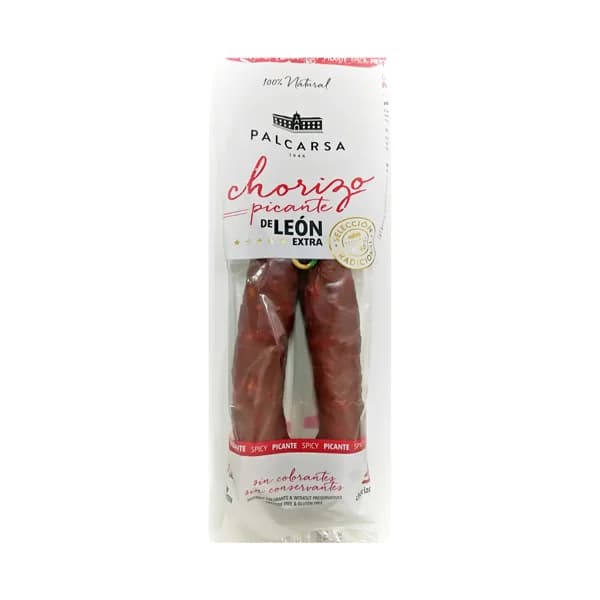 PALCARSA Chorizo de León, ahumado y picante, sin gluten y de categoria extra 325 g. - 0.33 kg - Imagen del producto en Findit