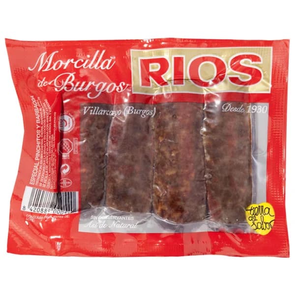 Morcillas de Burgos, sin conservantes, ni gluten, ni lactosa RIOS - 0.25 kg - Imagen del producto en Findit