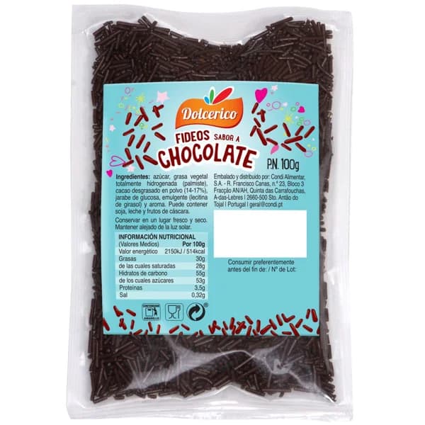 Fideo de chocolate DOLCERICO, bolsa 100 g - 0.1 kg - Imagen del producto en Findit