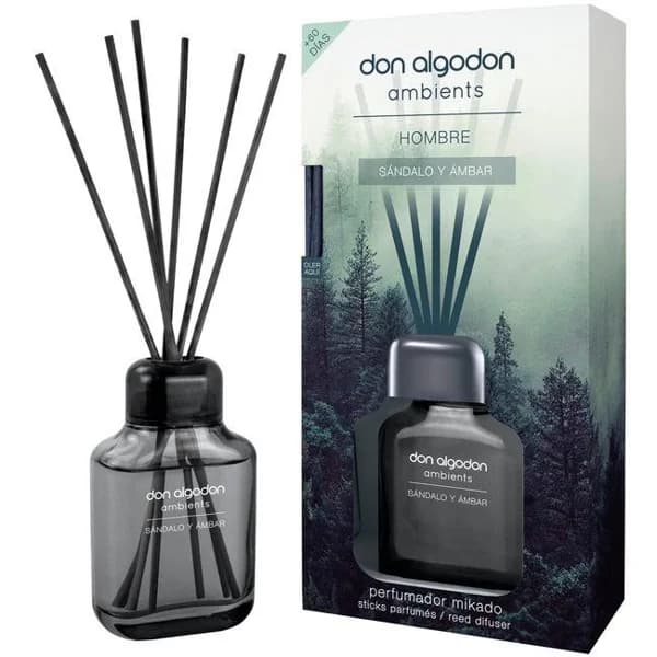 Ambientador varitas sándalo&ambar hombre DON ALGODÓN, bote 65 ml - 1 ud - Imagen del producto en Findit