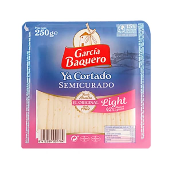 GARCÍA BAQUERO Queso mezcla semicurado lightde vaca, cabra y oveja cortado GARCÍA BAQUERO 250 g. - 0.25 kg - Imagen del producto en Findit