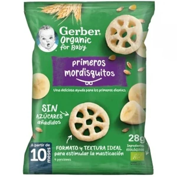 Snack infantiles primeros mordisquitos plátano desde 10 meses ecológico Gerbe sin azúcares añadidos 28 g. - 0.03 kg - Imagen del producto en Findit