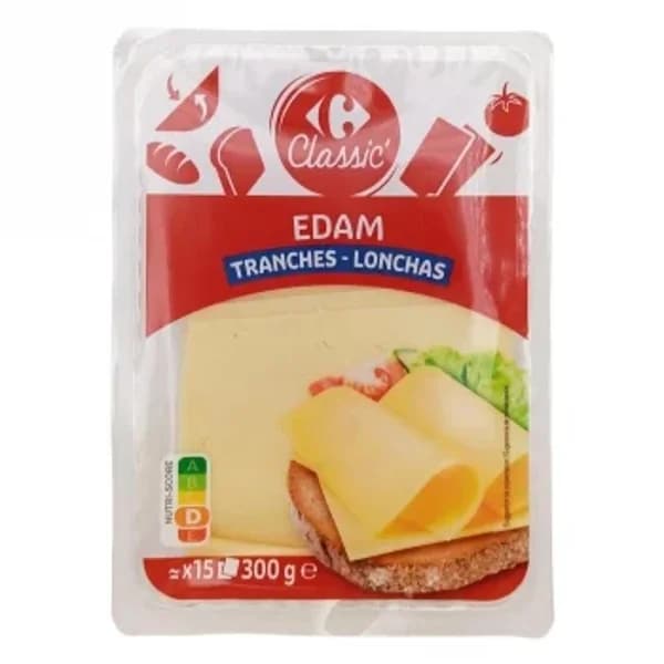 Queso edam en lonchas Carrefour Classic 300 g. - 0.3 kg - Imagen del producto en Findit