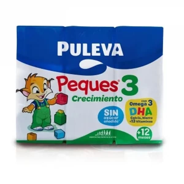 Preparado infantil de crecimiento Peques 3 Puleva sin gluten, sin lactosa y sin azucares añadidos pack 3 unidades 200 ml. - 0.6 l - Imagen del producto en Findit