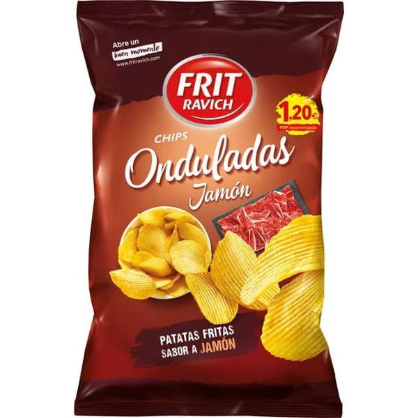 Patatas fritas onduladas sabor jamón FRIT RAVICH, bolsa 105 g - 0.1 kg - Imagen del producto en Findit