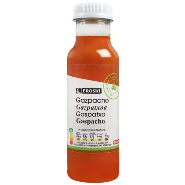 Gazpacho EROSKI, botella 330 ml - 0.33 l - Imagen del producto en Findit