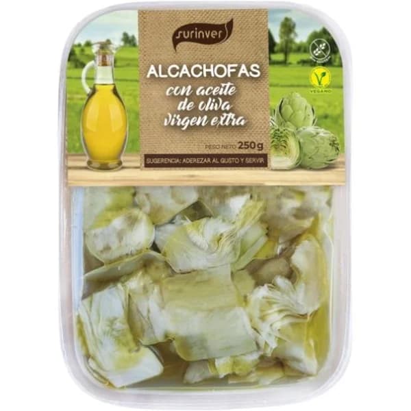 Alcachofa con aceite de oliva v. extra SURINVER, tarrina 250 g - 0.25 kg - Imagen del producto en Findit