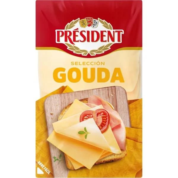 Queso Gouda PRESIDENT, lonchas, bandeja 100 g - 0.1 kg - Imagen del producto en Findit