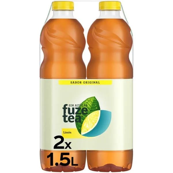 Refresco de té al limón sin azúcar FUZE TEA, pack 2 x 1,5 litros - 3 l - Imagen del producto en Findit