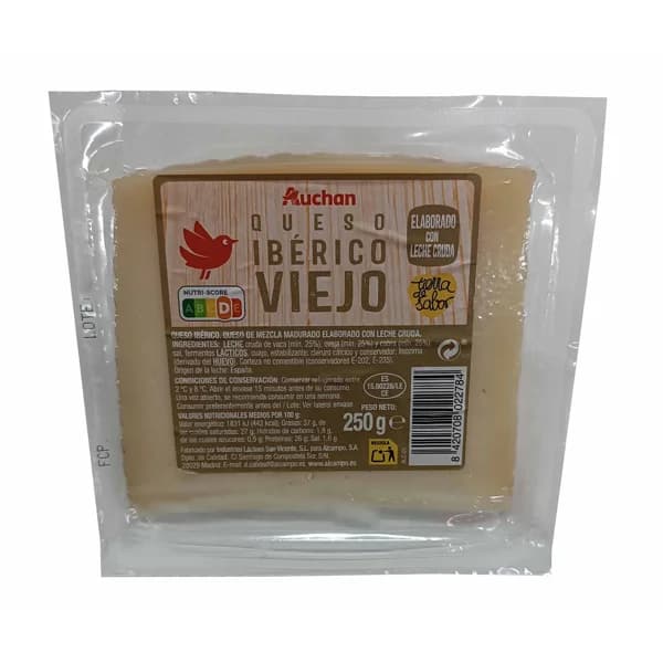 AUCHAN Queso ibérico viejo leche cruda 250 g. Producto Alcampo - 1 ud - Imagen del producto en Findit