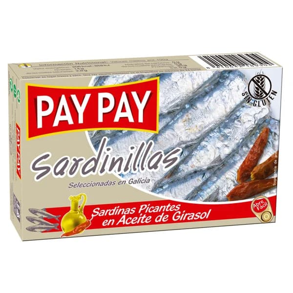 PAY PAY Sardinillas picantes en aceite vegetal lata de 65 g. - 0.07 kg - Imagen del producto en Findit