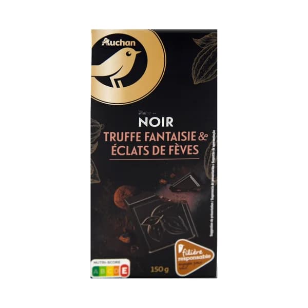ALCAMPO GOURMET Chocolate negro relleno con trufa y trozos de cacao 150 g. - 0.15 kg - Imagen del producto en Findit