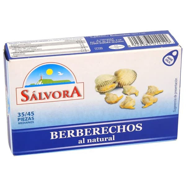 SÁLVORA Berberechos al natural 35/45 piezas 58 gr. - 0.06 kg - Imagen del producto en Findit