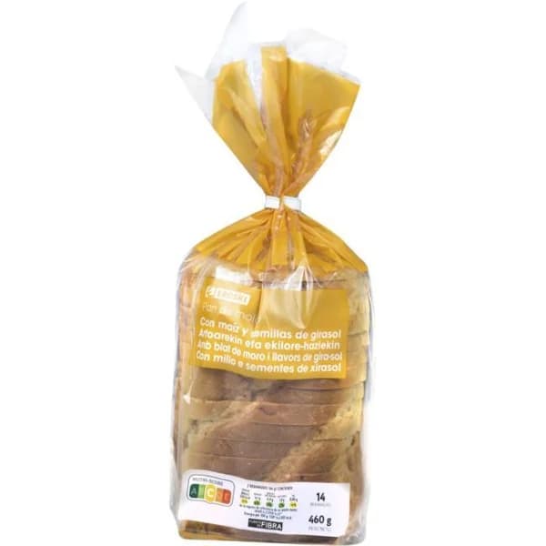 Pan de maíz con pipas EROSKI, paquete 460 g - 0.46 kg - Imagen del producto en Findit