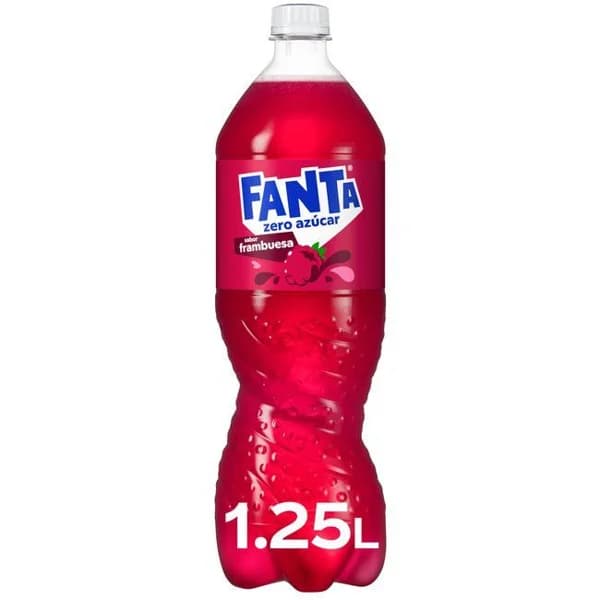 Refresco sin azúcar sabor frambuesa FANTA, botella 1,25 cl - 0.01 l - Imagen del producto en Findit