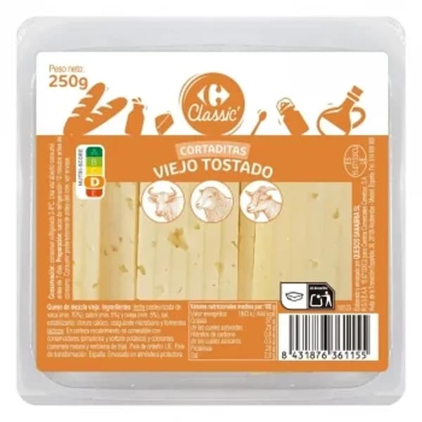 Queso de mezcla viejo tostado en cuña cortada Carrefour Classic 250 g. - 0.25 kg - Imagen del producto en Findit