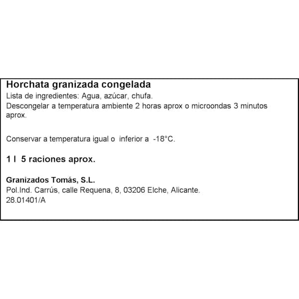Granizado de Horchata 1L - 1 ud - Imagen del producto en Findit