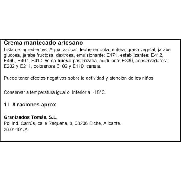 Helado Mantecado Tarrina 1L - 0.65 l - Imagen del producto en Findit