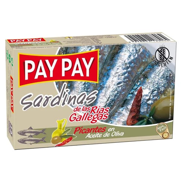 PAY PAY Sardinas picantes en aceite de oliva lata de 88 g. - 0.09 kg - Imagen del producto en Findit