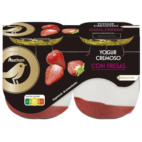 ALCAMPO GOURMET Yogur cremoso natural azucarado con fresas y sin gluten  2 x 125 g. - 0.25 kg - Imagen del producto en Findit