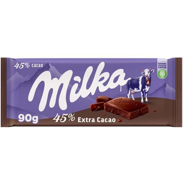 Chocolate 45% cacao MILKA, tableta 90 g - 0.09 kg - Imagen del producto en Findit