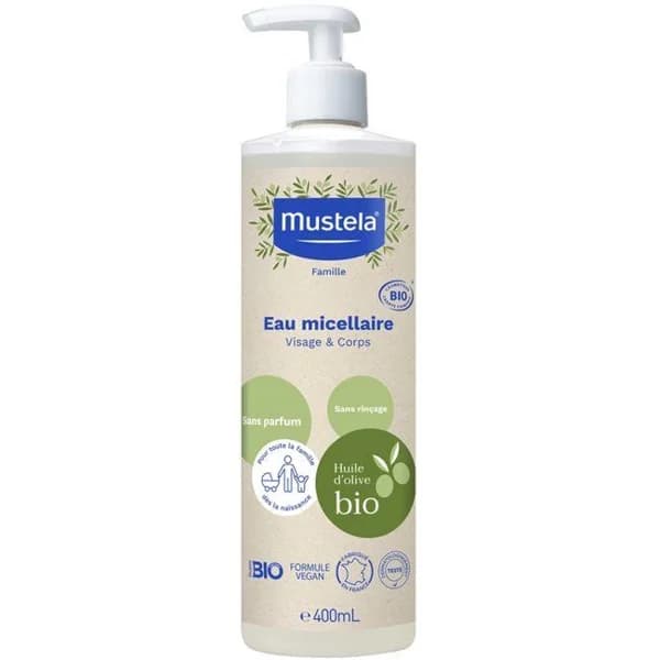 Agua micelar sin perfume MUSTELA bio, dosificador 400 ml - 0.4 l - Imagen del producto en Findit