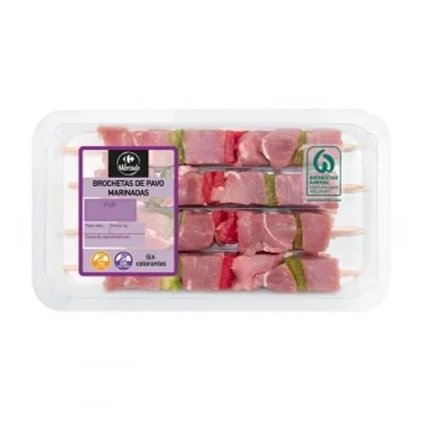 Brochetas de pavo con verduras Carrefour El Mercado 300 g aprox - 0.31 kg - Imagen del producto en Findit