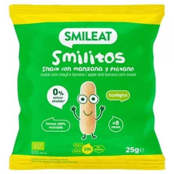 Snack con manzana y plátano ecológico Smileat sin gluten 25 g. - 0.03 kg - Imagen del producto en Findit