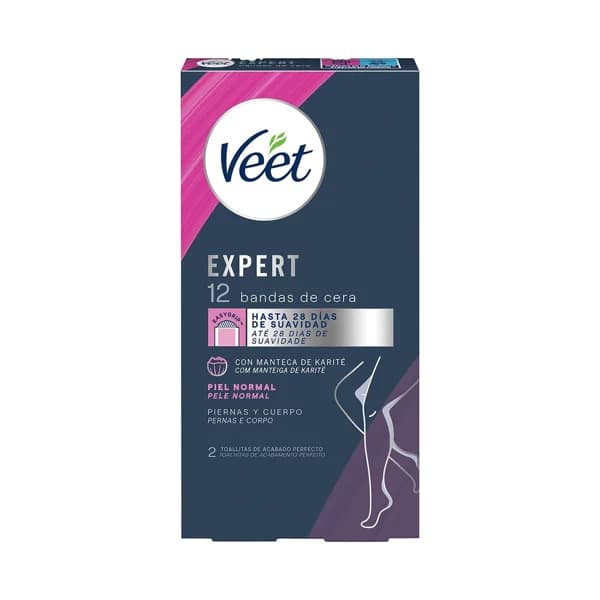 VEET Expert Bandas de cera para piernas y cuerpo, piel normal 12 uds. - 1 ud - Imagen del producto en Findit