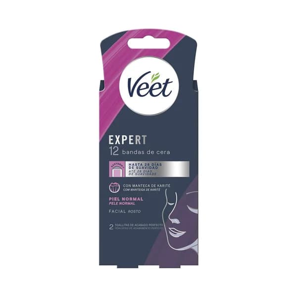 VEET Expert Bandas de cera para depilación facial, pieles normales 12 uds. - 1 ud - Imagen del producto en Findit
