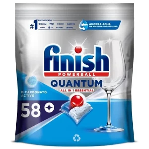 Lavavajillas a máquina en pastillas Quantum All in 1 Essential Finish Powerball 58 ud. - 57.32 ud - Imagen del producto en Findit