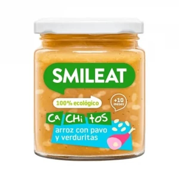 Tarrito de arroz con pavo y verduritas desde 10 meses ecológico Cachitos Smileat sin gluten 230 g. - 0.23 kg - Imagen del producto en Findit