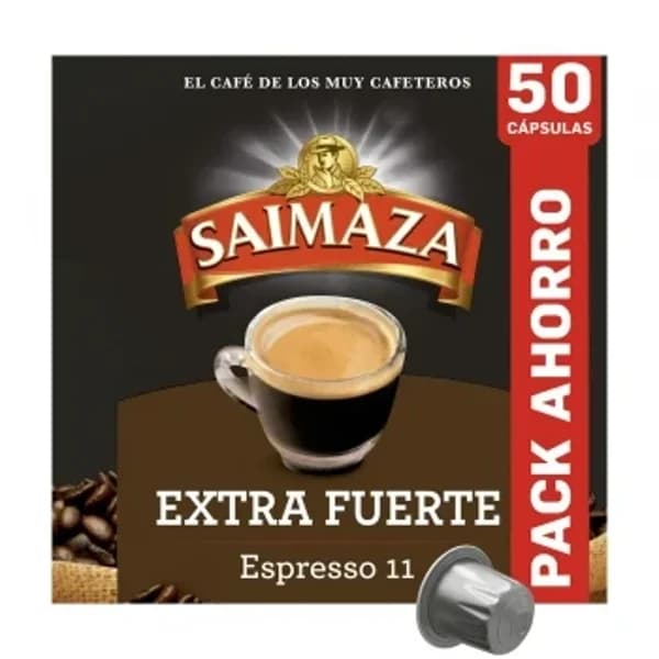 Café cápsulas expresso extra fuerte Saimaza compatible con Nespresso 50 ud. - 49.96 ud - Imagen del producto en Findit
