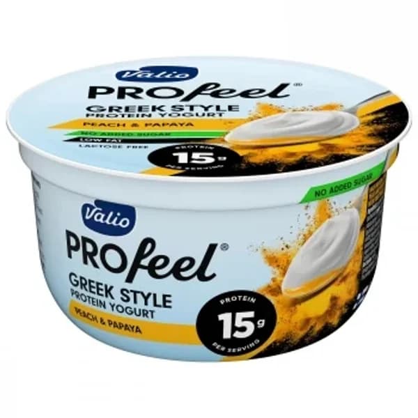 Yogur estilo griego melocotón-papaya desnatado Valio PROfeel sin lactosa 160 g. - 0.16 kg - Imagen del producto en Findit
