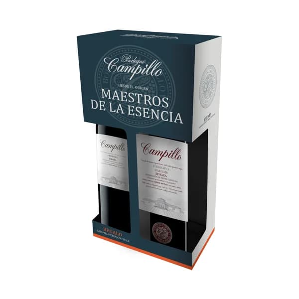 CAMPILLO Estuche con botella de vino tinto crianza (50 cl) y reserva (75 cl) con D. O. Ca. Rioja. - 1 ud - Imagen del producto en Findit