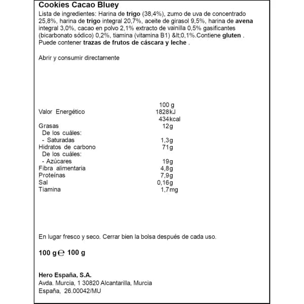 Galletas Cookies Cacao 100G - 0.1 kg - Imagen del producto en Findit