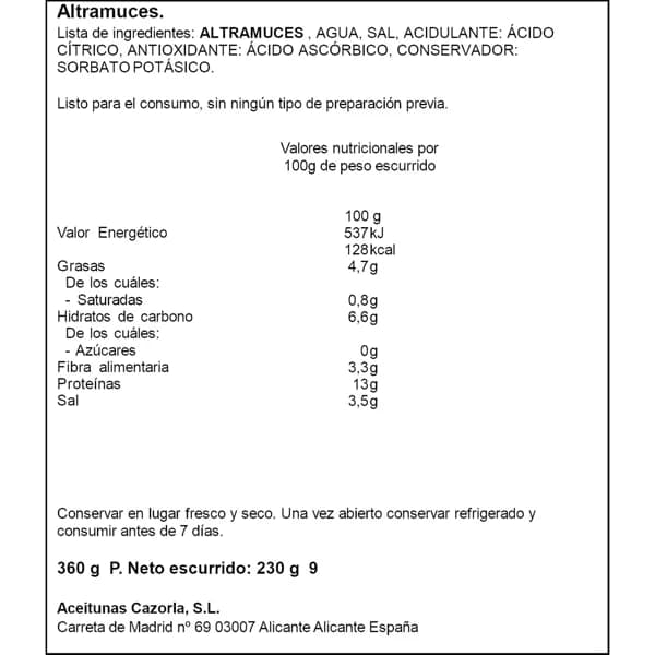 Altramuces Tarro 340G - 0.34 kg - Imagen del producto en Findit