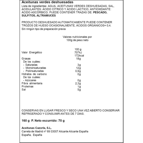 Aceituna s/h Bolsa 180G - 0.18 kg - Imagen del producto en Findit