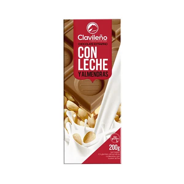 CLAVILEÑO Chocolate extrafino cn leche y almendras 200 g. - 0.2 kg - Imagen del producto en Findit