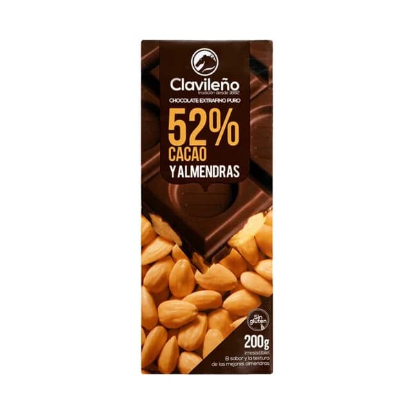 CLAVILEÑO Chocolate negro con almendras enteras 200 g. - 0.2 kg - Imagen del producto en Findit