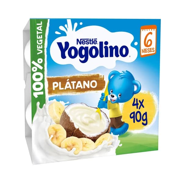 YOGOLINO Postre 100% vegetal con coco y plátano, adapatado para bebés a partir de 6 meses YOGOLINO de Nestlé 4 x 90 g. - 0.36 kg - Imagen del producto en Findit