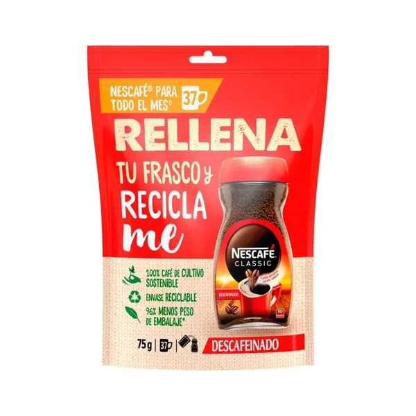 NESCAFÉ Classic Café soluble descafeinado, doypack 75 g. - 0.08 kg - Imagen del producto en Findit