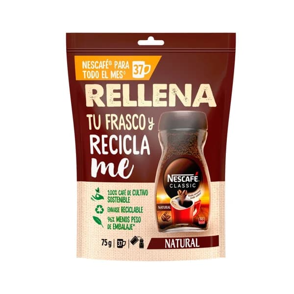 NESCAFÉ Classic Café soluble natural, doypack 75 g. - 0.08 kg - Imagen del producto en Findit