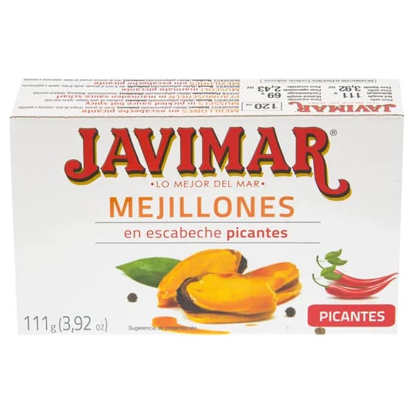 JAVIMAR Mejillones en escabeche picantes medianos, 69 g. - 0.07 kg - Imagen del producto en Findit